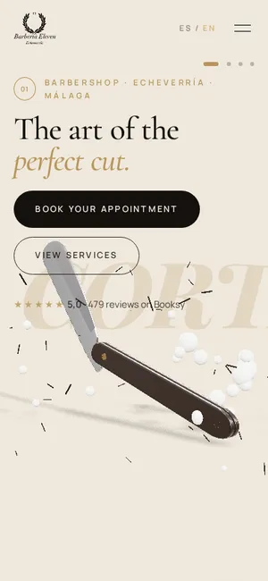 Barbershop website concept on mobile
